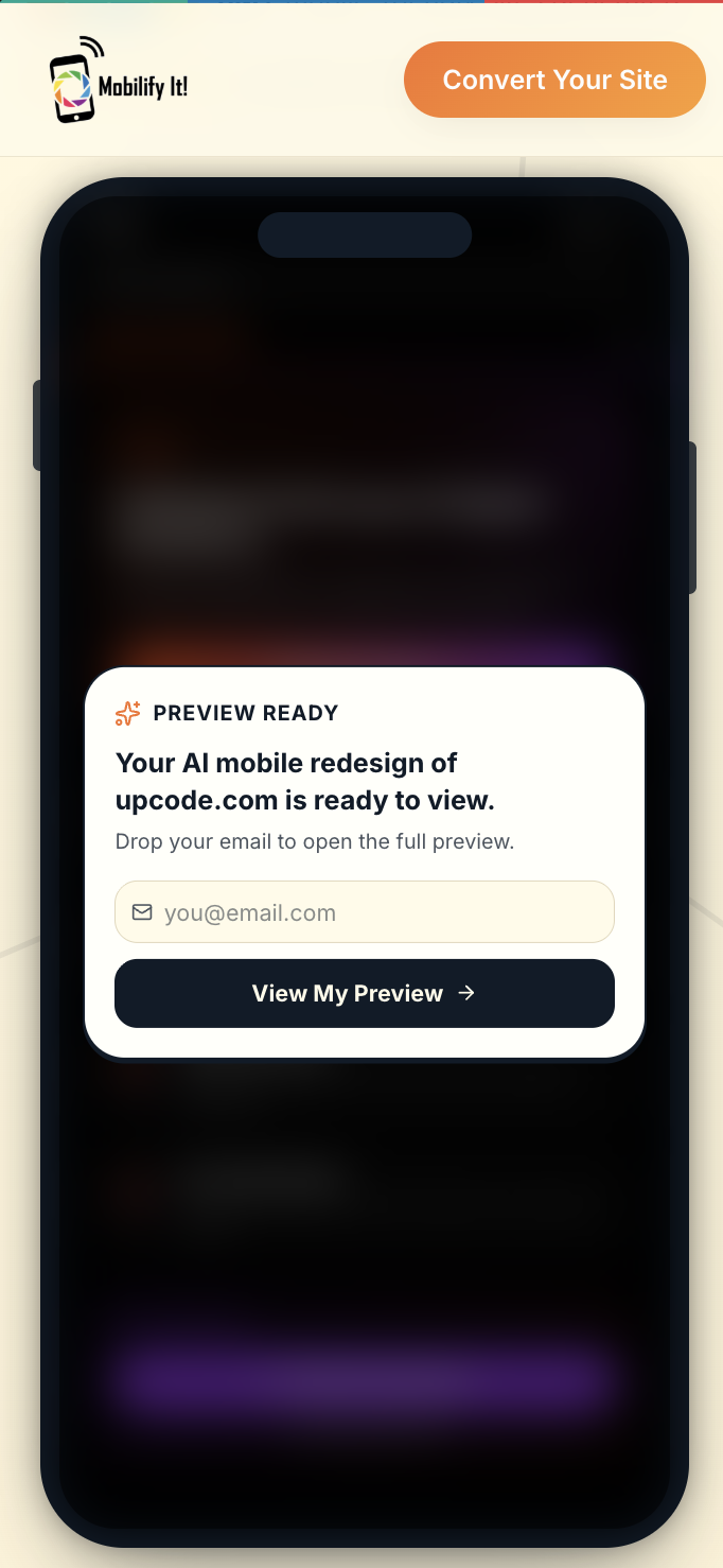 Email gate over blurred preview